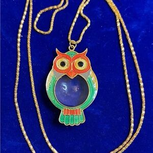 Owl Monocle Magnifying Glass  Necklace Loupe